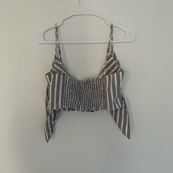 Revolve blue and white striped top with front knot detailing, Size Small - Picture 5 of 8